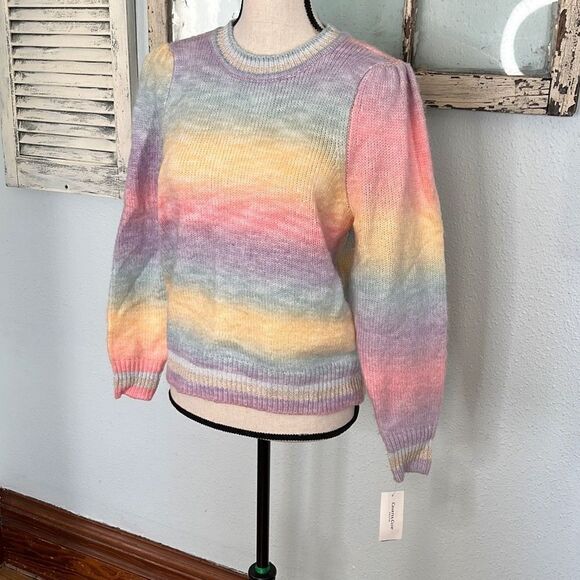 Charter Club Womens Knitted Sweater Crewneck Stripe Ombre Size Large NWT - Picture 2 of 10